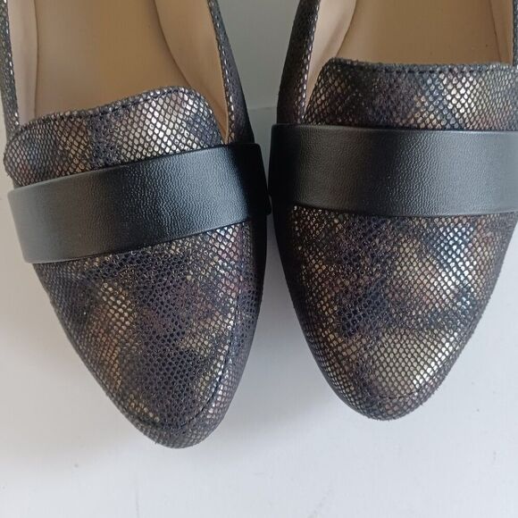 Easy Spirit Sz 7.5W Flats e360 Esadalynn Slip On Low Wedge Snake Dark Metallic - Picture 4 of 11